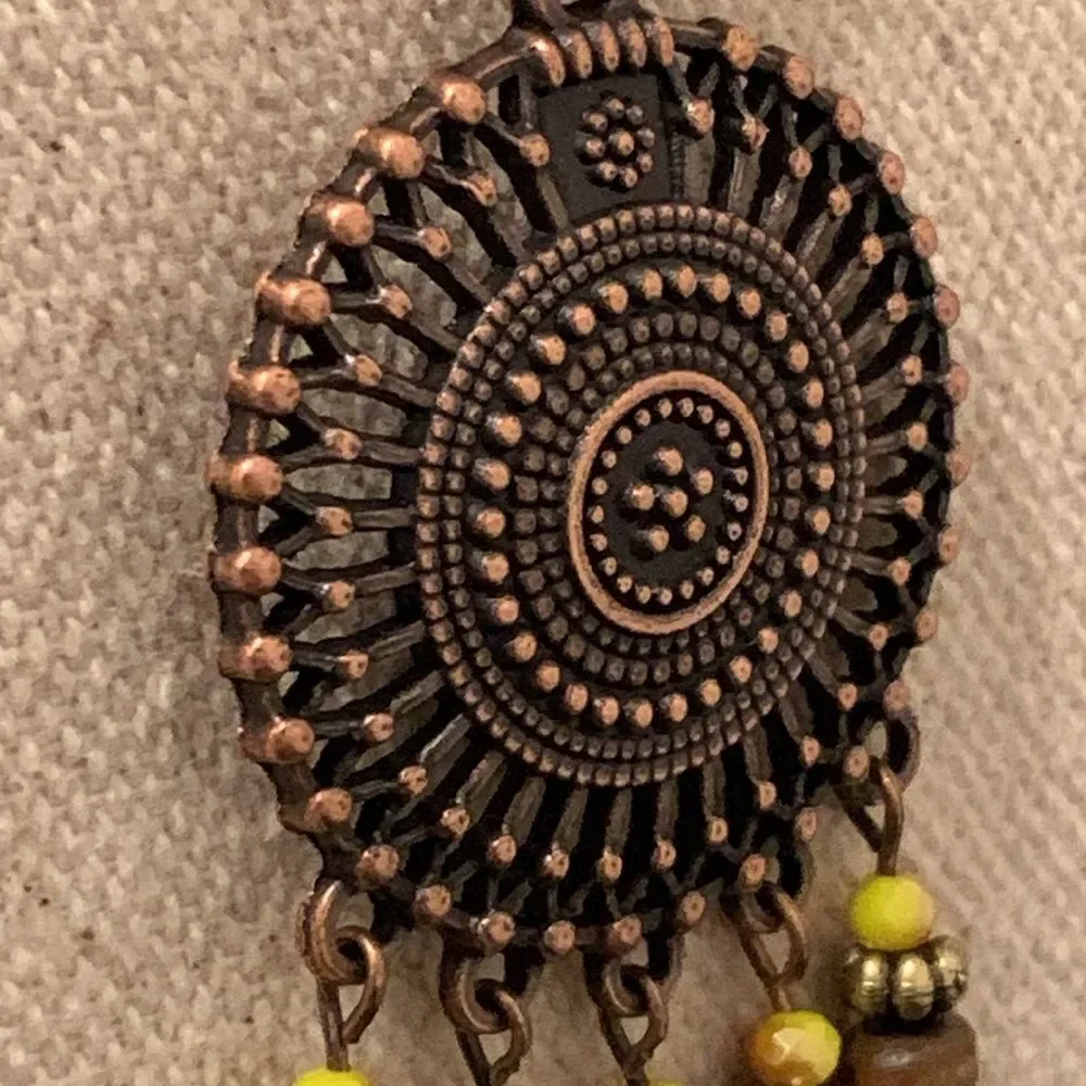 Men’s Kai Boho Feather & Tassel Beaded Long Necklace -  Tribal Statement Pendant